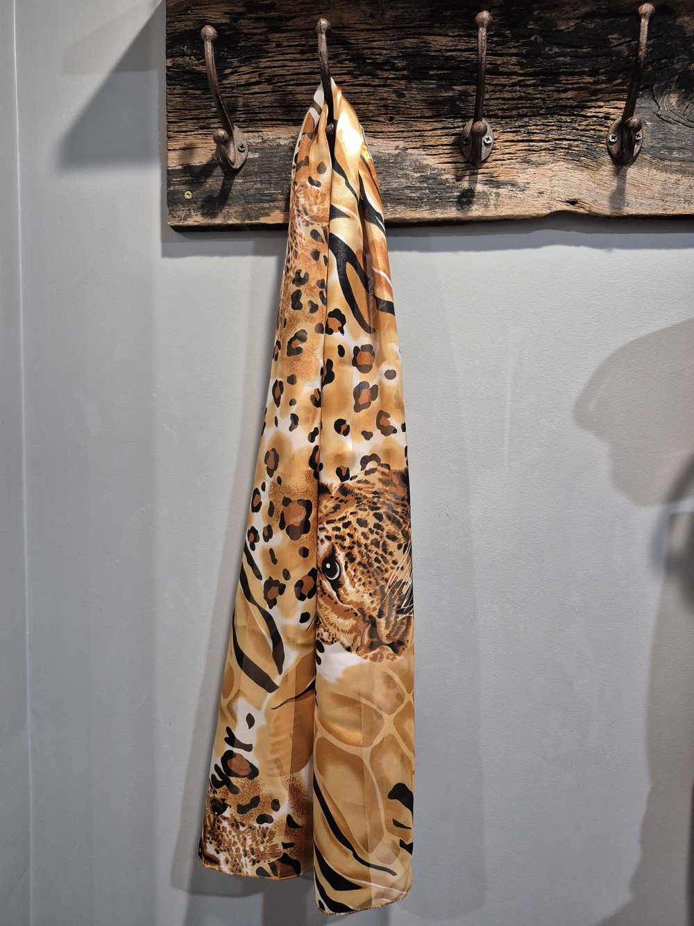 Leopard Print Sheer Scarf in Golden Brown 5 Feet Long